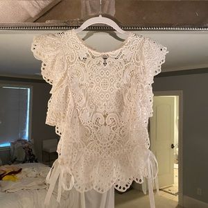 Planet blue lace top that ties on the side